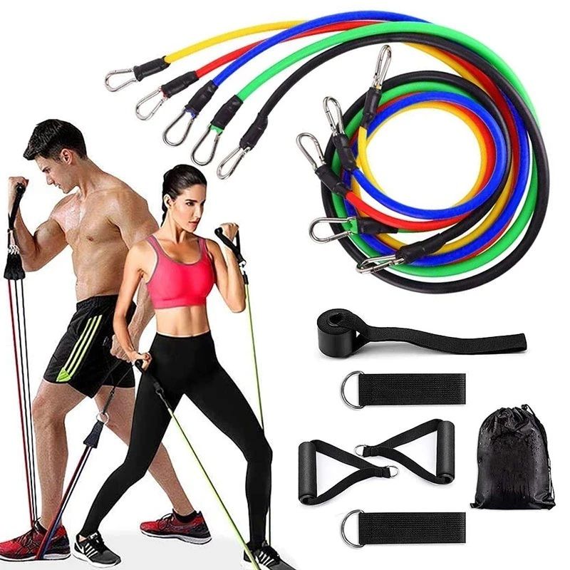 11(PCS) Power Exercise Resistance Band Set 5 in 1 Fitness Band Equipment for Men and Women