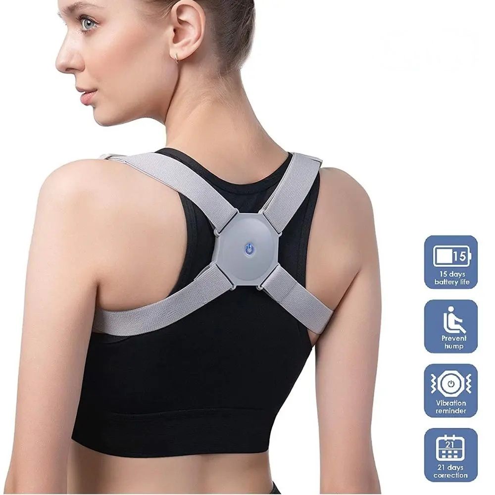 Smart Belt Electric Vibrational Posture Corrector Comfortable Adjustable Therapy for Upper Lower Back Shoulder Pain Relief Back Brace Smart belt with USB Support charger