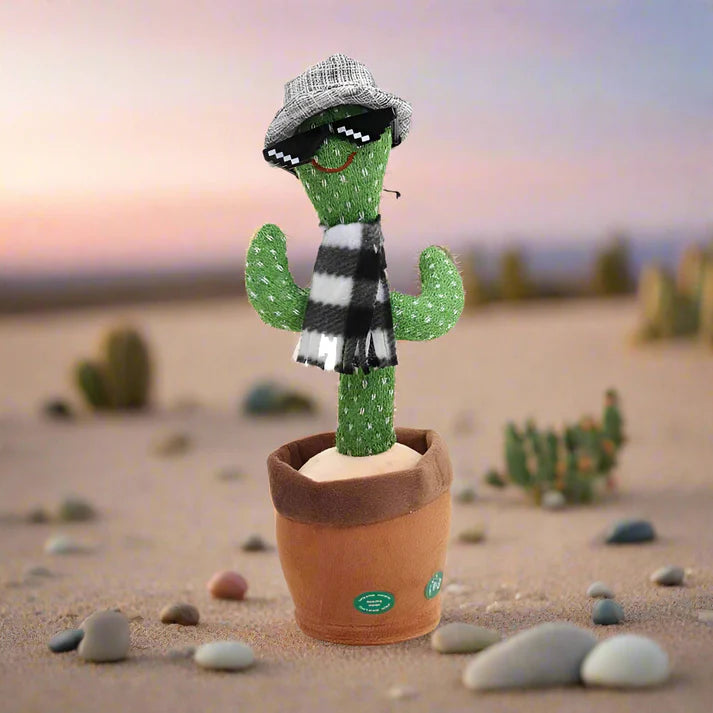 Dancing Cactus Toy Winter Style with Hat and Muffler